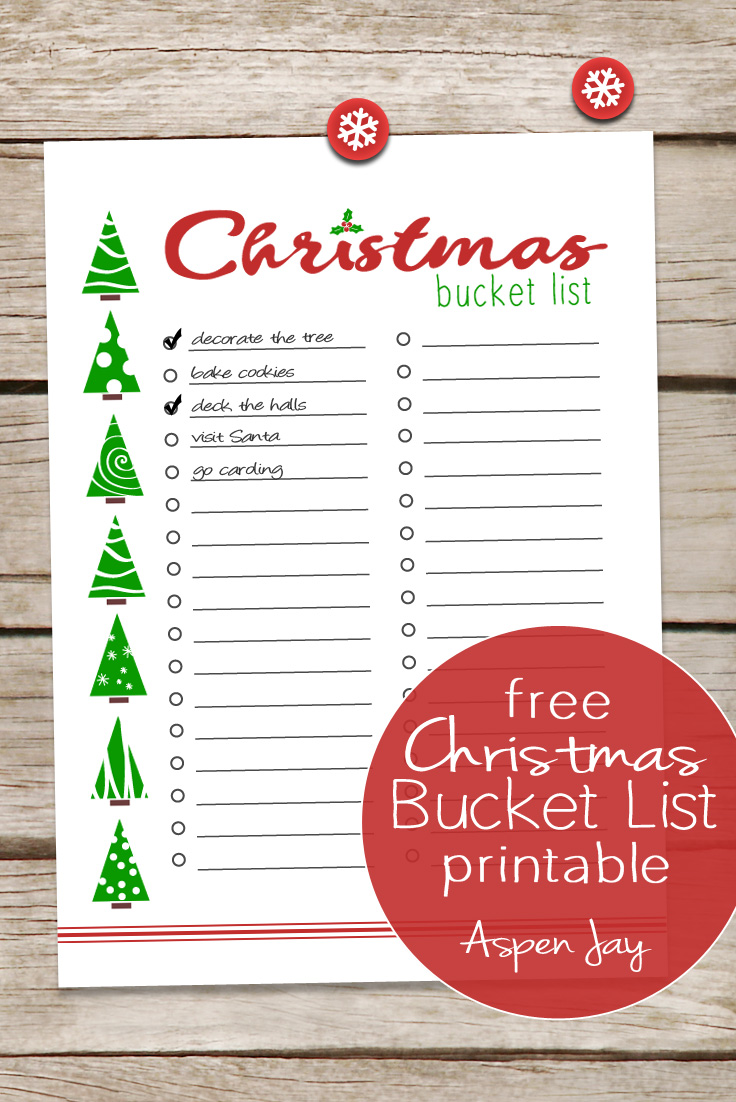 christmas bucket list printable - aspen jay